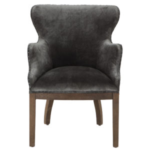 Elizabeth Gray Velvet Armchair with Exposed Frame